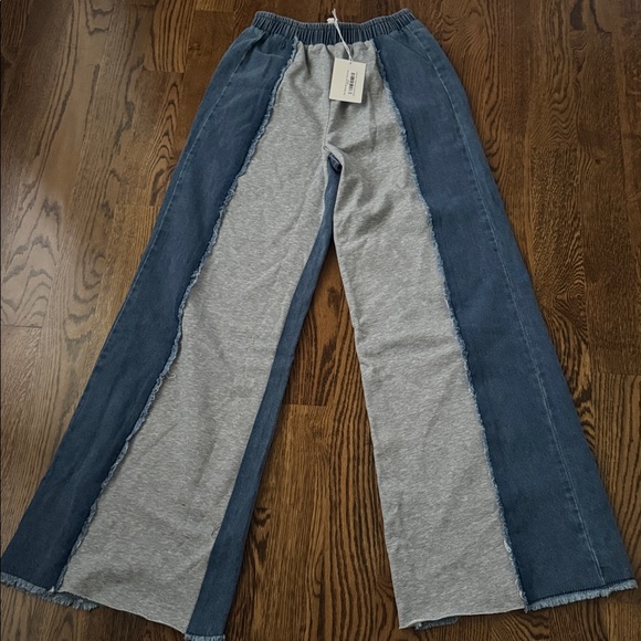 So Me grey sweatpants denim two tone pull on jeans medium - Picture 1 of 11